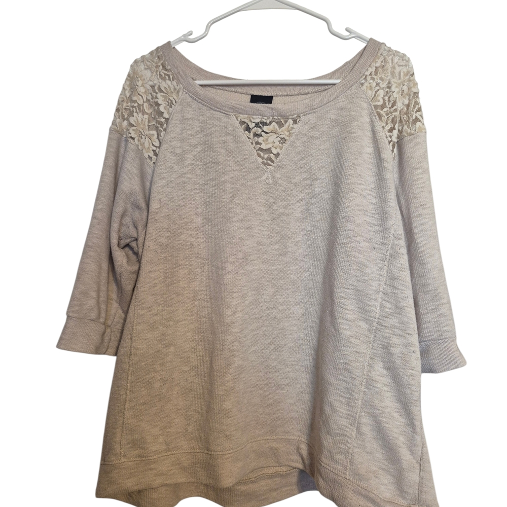 Faded Glory Women's Lace Detail Top Beige